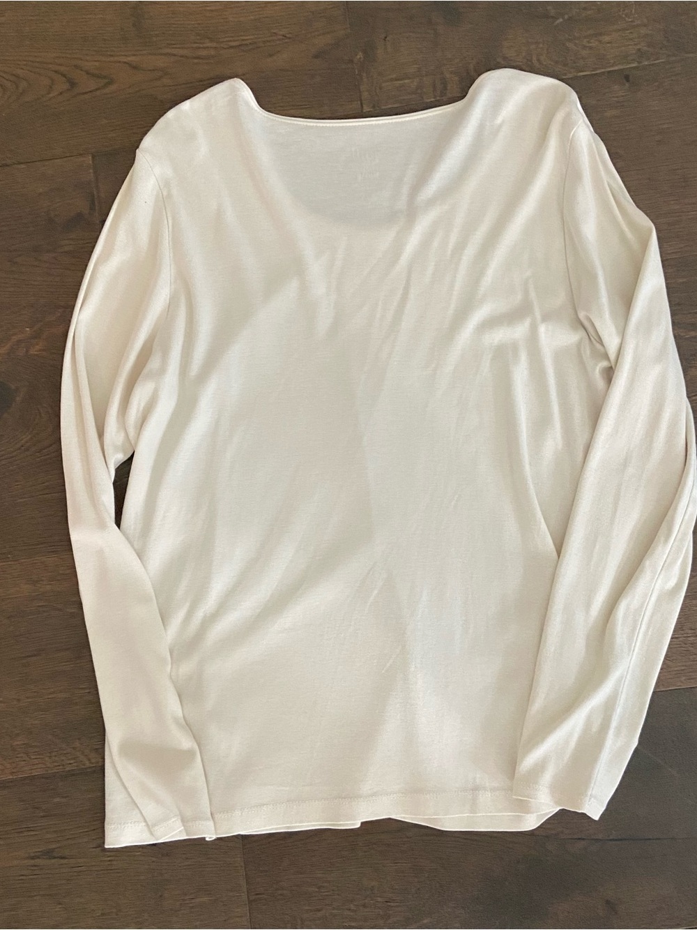 J. Jill Pima Cotton Long-Sleeve Scoop Neck Tee Top in Off-White XL - Picture 4 of 4